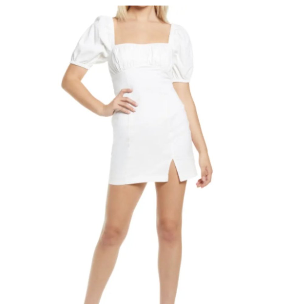 Puff Sleeve Stretch Cotton Minidress